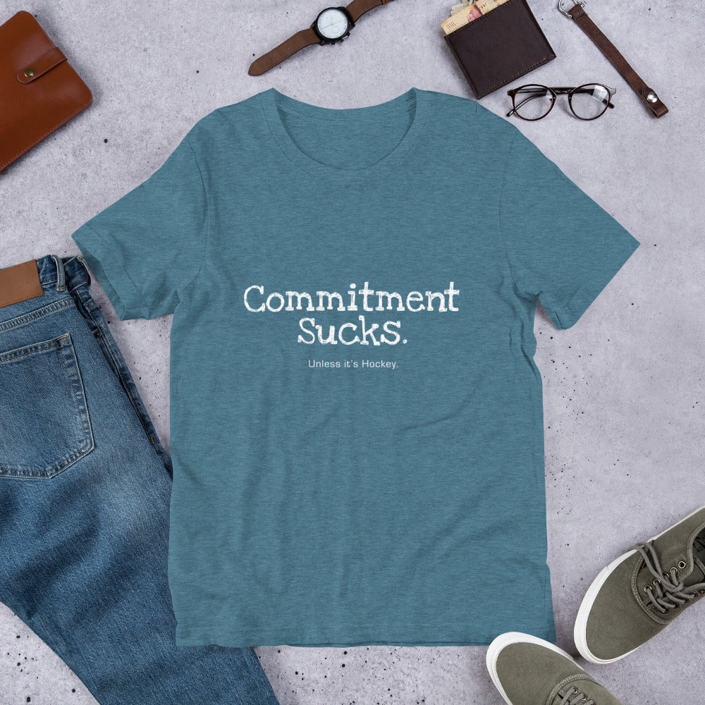 Commitment Sucks, unless it's Hockey, Unisex t-shirt, soft, comfy