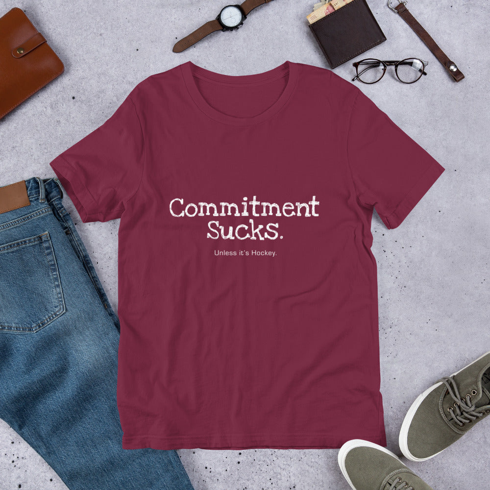 Commitment Sucks, unless it's Hockey, Unisex t-shirt, soft, comfy