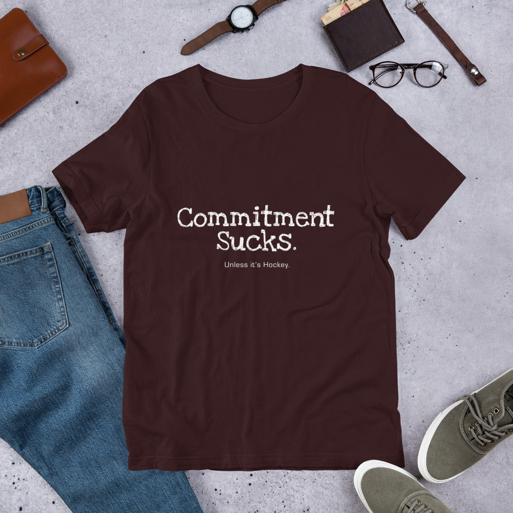 Commitment Sucks, unless it's Hockey, Unisex t-shirt, soft, comfy