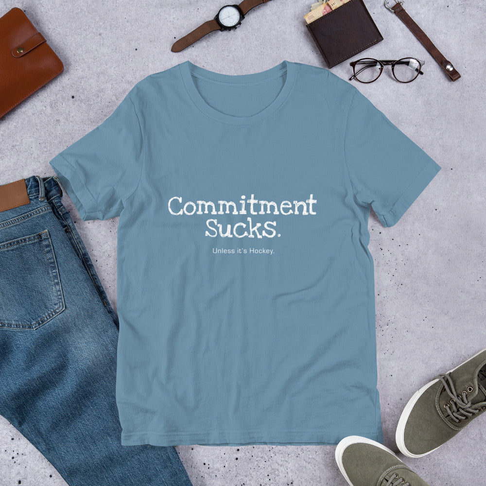 Commitment Sucks, unless it's Hockey, Unisex t-shirt, soft, comfy