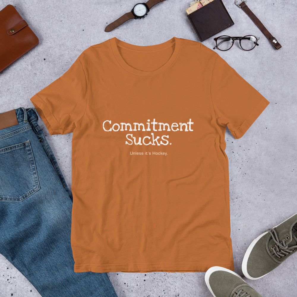 Commitment Sucks, unless it's Hockey, Unisex t-shirt, soft, comfy